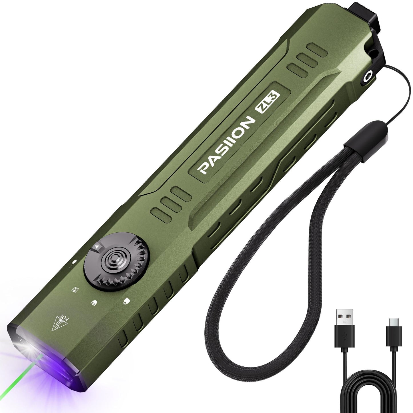 High-Lumen Rechargeable EDC Flashlight with UV Light - Portable Waterproof Pocket Torch for Outdoor Camping & Emergency